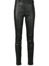 SAINT LAURENT mid waist leather leggings,483132 Y5RH2