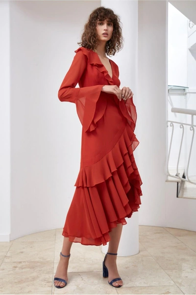 C/meo Collective Allude Long Sleeve Dress In Red