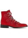 GIVENCHY RED ELEGANT LINE SUEDE ANKLE BOOTS,BE0814312412452078