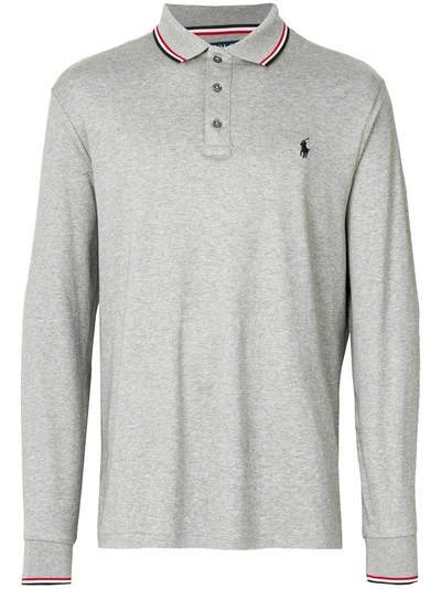 Polo Ralph Lauren Stripe Tipped Polo Shirt In Grey