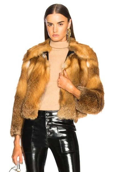 A.l.c Lex Long-sleeve Fox-fur Coat In Brown