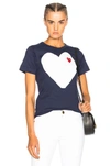 Comme Des Garçons Play Logo-patch Printed T-shirt In Navy