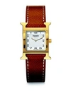 HERMÈS WATCHES HEURE H 25MM GOLDPLATED STAINLESS STEEL & LEATHER STRAP WATCH,408134550642