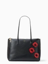 Kate Spade On Purpose Zip-top Poppy Studded Leather Tote In Black