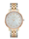 KATE SPADE MONTEREY PAVE CRYSTAL TRI-TONE STAINLESS STEEL BRACELET WATCH,ONE SIZE