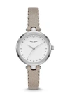KATE SPADE HOLLAND SCALLOP GREY LEATHER WATCH,796483349025