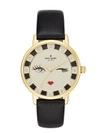 KATE SPADE METRO WINK BLACK LEATHER WATCH,ONE SIZE
