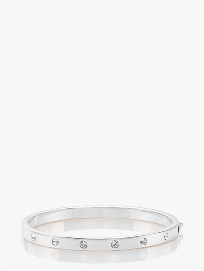Kate Spade Set In Stone Hinged Bangle In Clear/silver