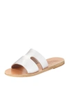 Ancient Greek Sandals Apteros Cutout Leather Flat Slide Sandals In Silver