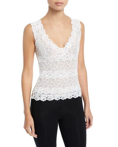 Josie Natori Rose Parfait Lace Tank Top In Black