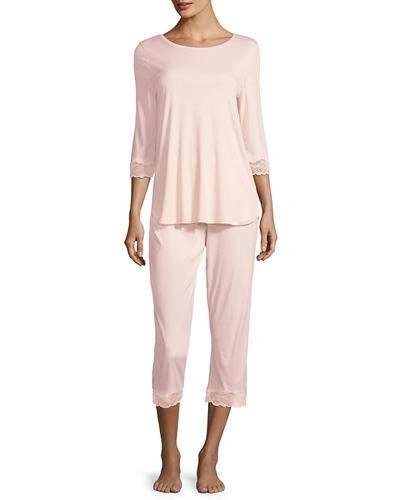 Hanro Valencia Crop Pajama Set In Light Pink