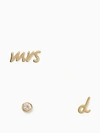 Kate Spade Save The Date Mrs. Initial Stud Set