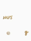 Kate Spade Save The Date Mrs. Initial Stud Set In G