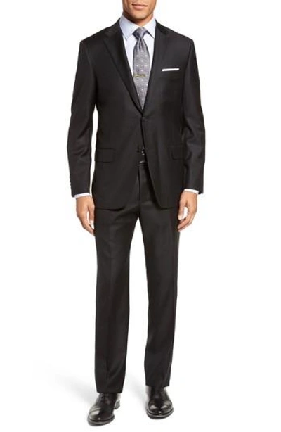 Hickey Freeman Classic B Fit Solid Loro Piana Wool Suit In Charcoal