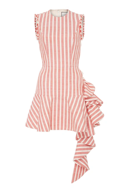Alexis Cara Sleeveless Slim-fit Striped Cotton Cocktail Dress In Red