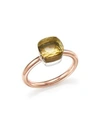 Pomellato Nudo Mini Ring With Faceted Lemon Quartz In 18k Rose And White Gold In Green/rose