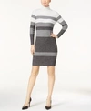 CALVIN KLEIN METALLIC STRIPED TURTLENECK SWEATER DRESS