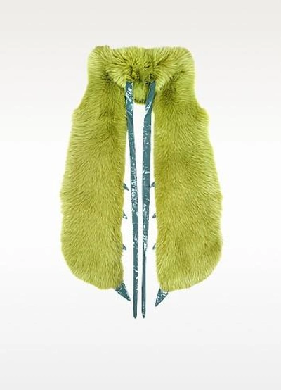 Gucci Coats & Jackets Praying Mantis Green Fox Fur Stole