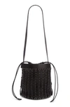 Rabanne Iconic Small Sleek Calf Brass Link Chain Shoulder Bag In Black