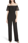 TED BAKER OFF THE SHOULDER GEO LACE JUMPSUIT,WA7W-GT91-LOREENA