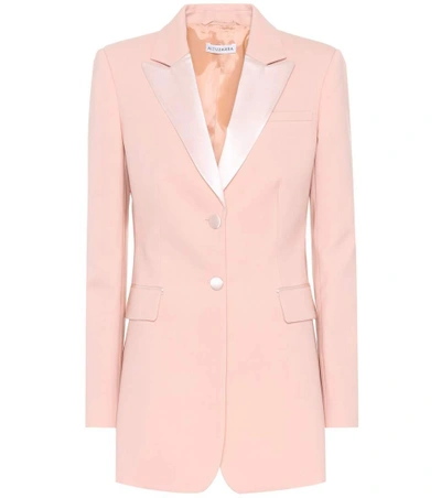 Altuzarra West Two-button Satin-trim Wool Tux Blazer In Pink