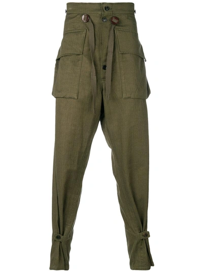 Takahiromiyashita The Soloist Drop Crotch Military Trousers In Green