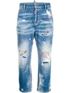 DSQUARED2 DSQUARED2 DISTRESSED PRINTED TOMBOY JEANS - BLUE,S75LA0980S3034212466050