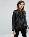 Allsaints Black Leather Balfern Biker Jacket In Black
