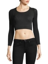 Spanx Arm Tights Solid Layering Crop Top In Very Black