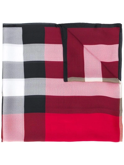 Burberry Ultra Washed Mega Check Silk Scarf, Red