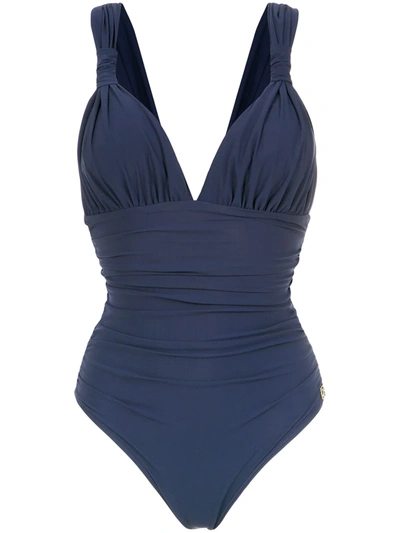 Brigitte 'eli' Draped Swimsuit In Blue