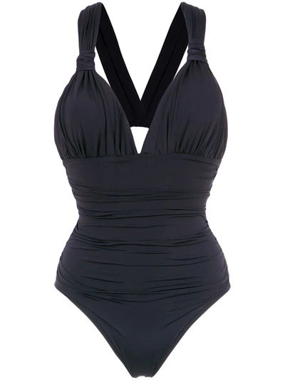 Brigitte 'eli' Draped Swimsuit In Black