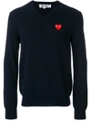 COMME DES GARÇONS PLAY EMBROIDERED HEART SWEATER,P1N00212358941
