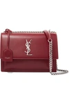 Saint Laurent Medium Sunset Calfskin Leather Shoulder Bag In Burgundy