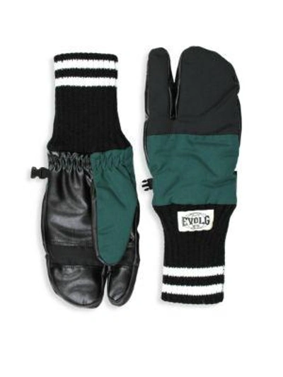 Evolg Colourblock Touch Screen Gloves In Black Khaki