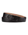 FERRAGAMO MEN'S ENAMEL DOUBLE GANCINI BELT,PROD203110220