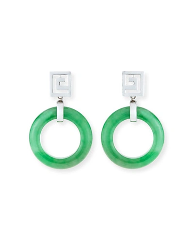 David C.a. Lin Open Green Jadeite Circle Drop Earrings