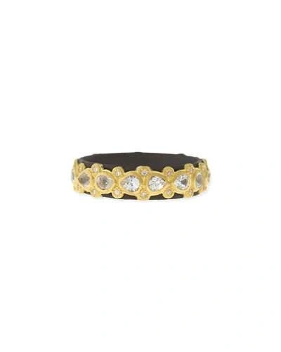 Armenta 18k Yellow Gold And Blackened Sterling Silver Old World Diamond And White Sapphire Stacking Ring