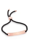 Monica Vinader Engravable Havana Mini Friendship Bracelet In Rose Gold/ Black