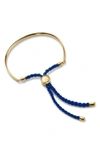 Monica Vinader Engravable Fiji Friendship Bracelet In Yellow Gold/ Royal Blue