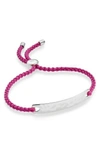 Monica Vinader Havana Friendship Bracelet In Silver/ Fuchsia