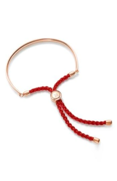 Monica Vinader Engravable 'fiji' Friendship Bracelet In Rose Gold/ Coral