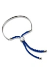 Monica Vinader Engravable Petite Fiji Friendship Bracelet In Silver/ Majorelle Blue