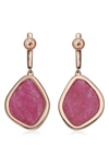 Monica Vinader Siren Nugget Semiprecious Stone Drop Earrings In Pink Quartz/ Rose Gold