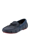 SWIMS MESH %26 RUBBER BRAIDED-LACE BOAT SHOE, NAVY,PROD205510256
