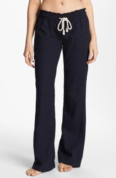 Roxy Oceanside Linen Blend Beach Pants In Black