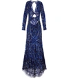DUNDAS Cobalt Bugle Bead Art Deco Embellished Dress,SBZDDR002
