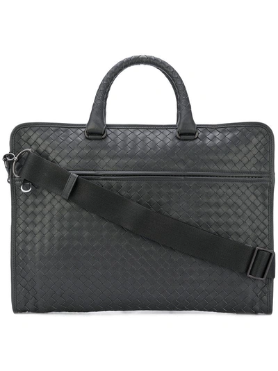 Bottega Veneta Leggeron Intrecciato Leather Briefcase In Grey