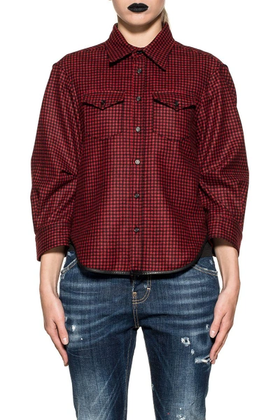 Dsquared2 Red/black Checked Wool Shirt In Red - Black