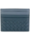 BOTTEGA VENETA BOTTEGA VENETA DENIM KRIM INTRECCIATO NAPPA CARD CASE - BLUE,162150VAA0B12324268